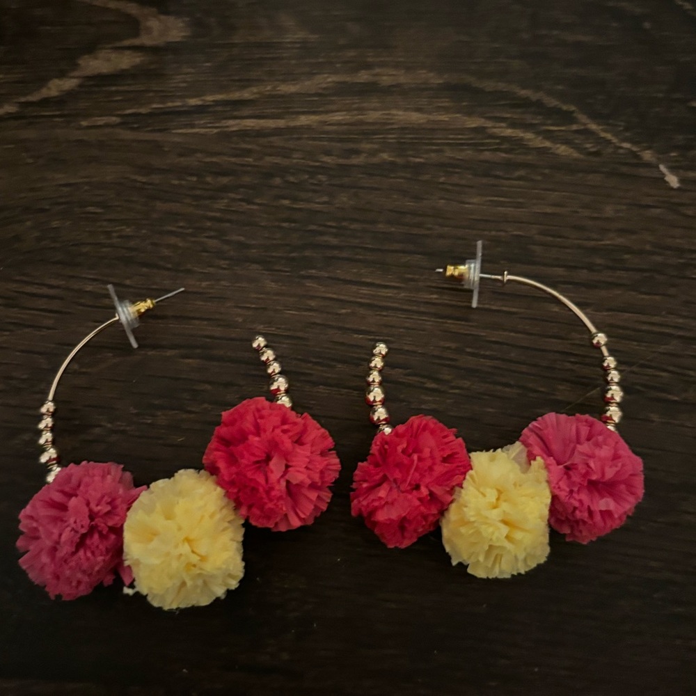 Pom Pom Hoop Earrings